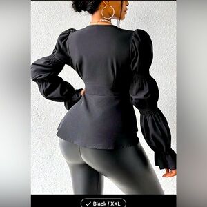 Plus Size Puffy Sleeve Blouse